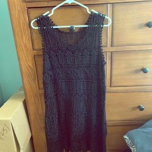 Black crocheted swim cover up